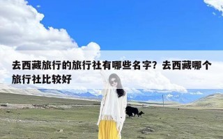 去西藏旅行的旅行社有哪些名字？去西藏哪个旅行社比较好